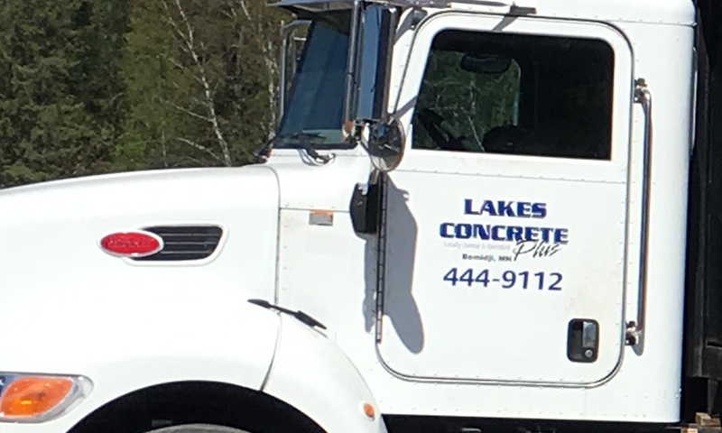 Lakes concrete logo on white truck